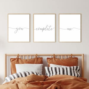 couple bedroom wall art over the bed prints download,you complete me printable set of 3,bedroom quote,master bedroom decor prints,love quote