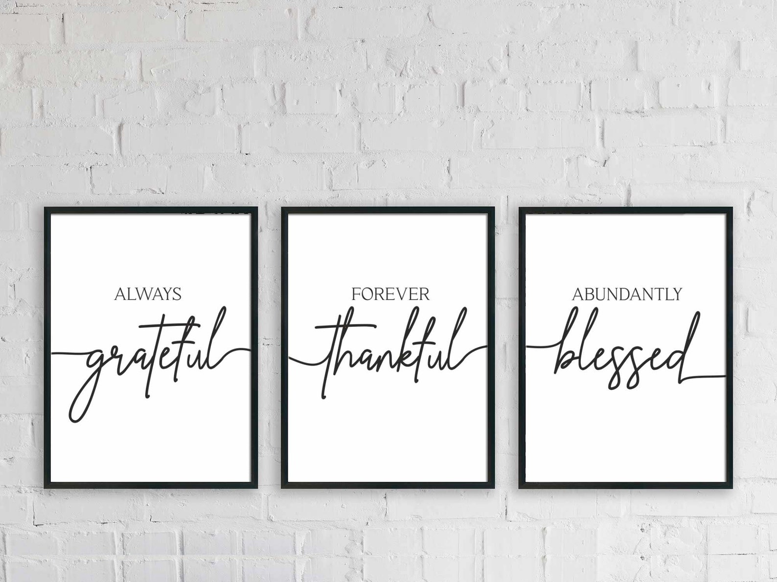 Grateful Thankful Blessed Printable Set of 3dining/living | Etsy