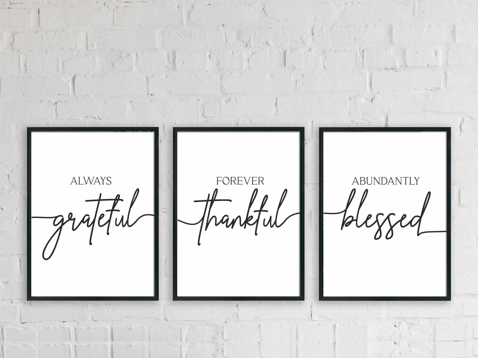 Grateful Thankful Blessed Printable Set of 3dining/living | Etsy