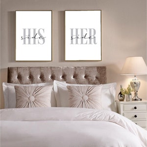 His Side Her Side Couple Wall art Printable set of 2,Master Bedroom Wall decor,Farmhouse Above bed art,Wedding/Anniversary,Master Bath Decor