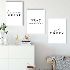 Guest room signs printable set of 3be our guest stay awhile | Etsy