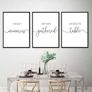 The Best Memories Are Made Gathered Around The Table Printable set of 3,Dining Room Signs,Above Dining Table,Over Kitchen Shelf Family Sign