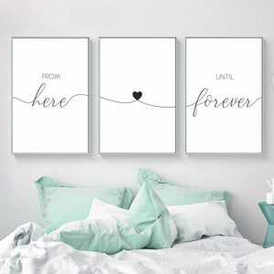 Romantic Bedroom Wall Art Set: From Here Until Forever (Digital Download)