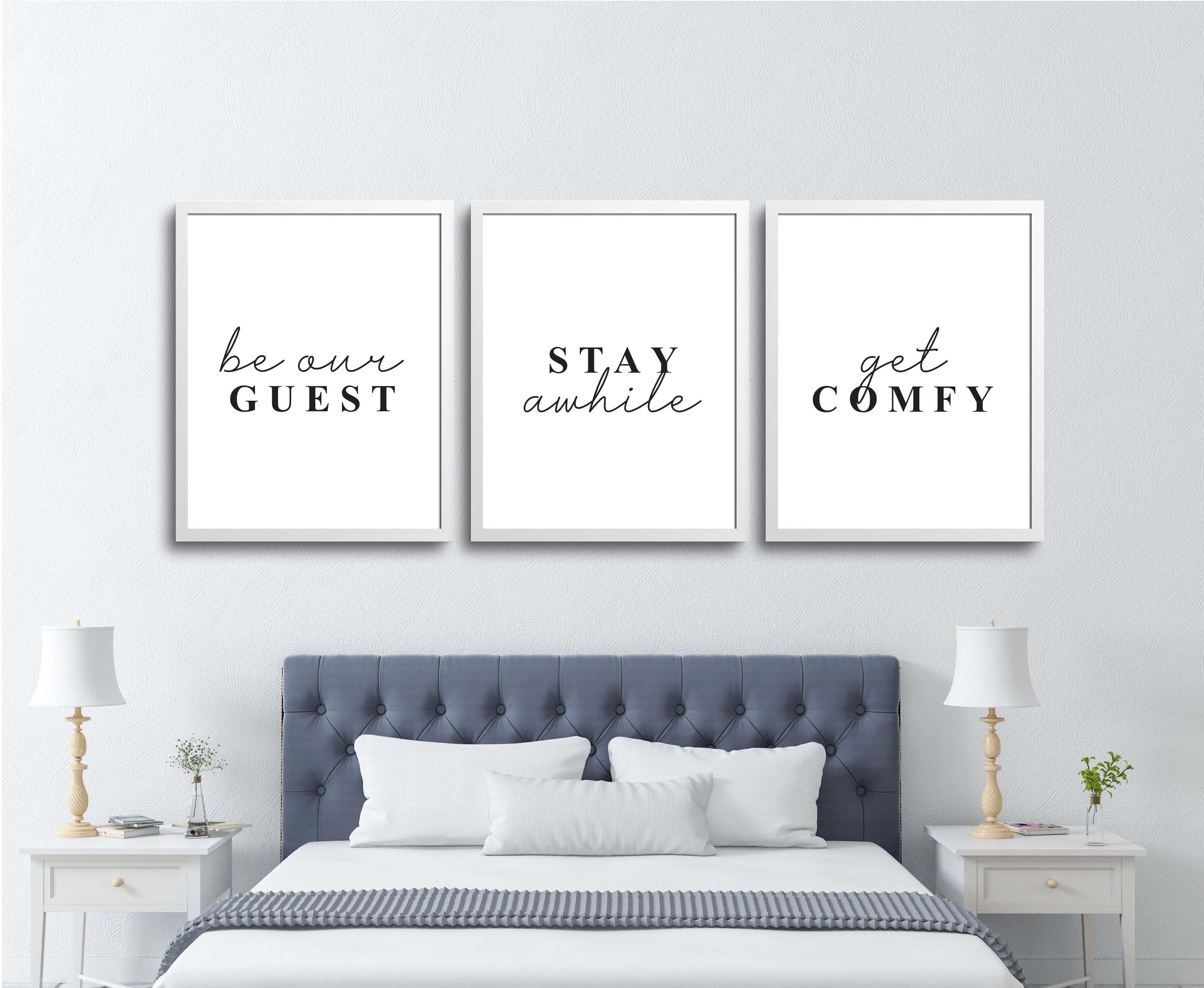 Guest room signs printable set of 3 be our guest stay awhile Etsy