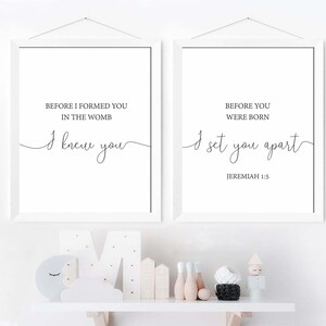 nursery wall art,scripture set of 2 printables,before i formed you in the womb i knew you before you were born i set you apart,baby room art
