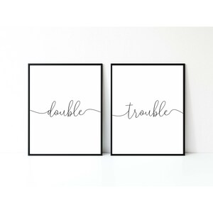 Double Trouble Twin Nursery/kids Digital Set of 2,toddler Sibling Wall ...