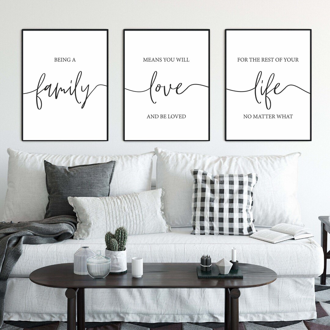 Being a Family Printable Set of 3,family Love Life Saying Poster,above ...