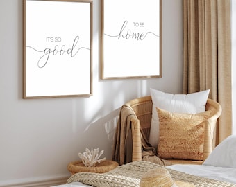 Juego de láminas decorativas "Es tan bueno estar en casa", decoración minimalista para sala de estar (descarga digital)