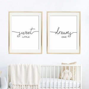 Sweet Dreams Little One,Nursery Kid&#39;s Room Art,Printable set of 2,Nursery Wall Decor,Above Cot/Crib art,Sweet Dreams sign,Baby Room Art