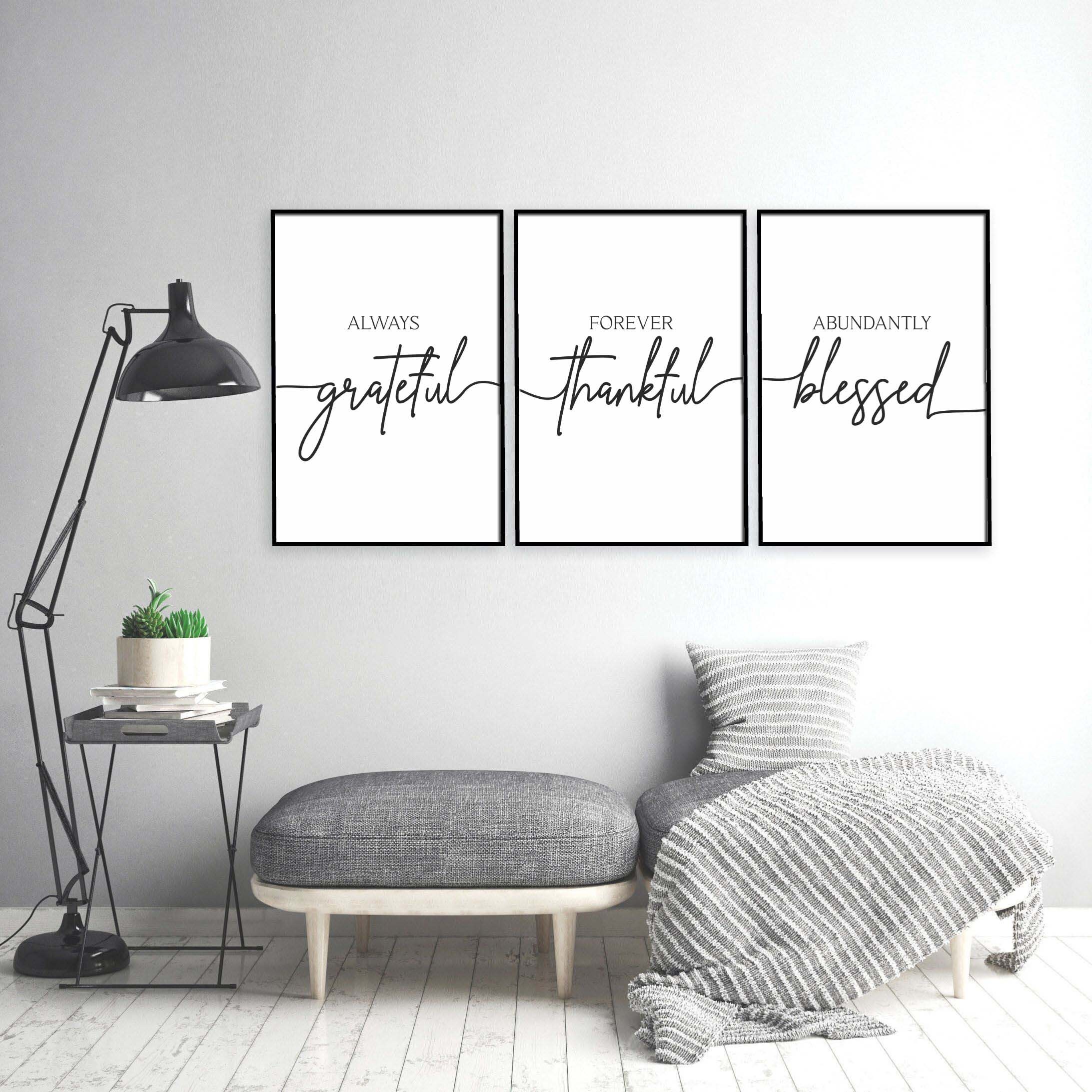 Grateful Thankful Blessed Printable Set of 3dining/living | Etsy