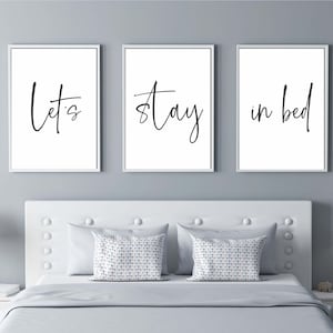 Let's Stay in Bed printable set of 3,Bedroom Wall art,Couple Bedroom Signs,Over bed art,Master Bedroom art,Couple Wall art,Farmhouse Bedroom