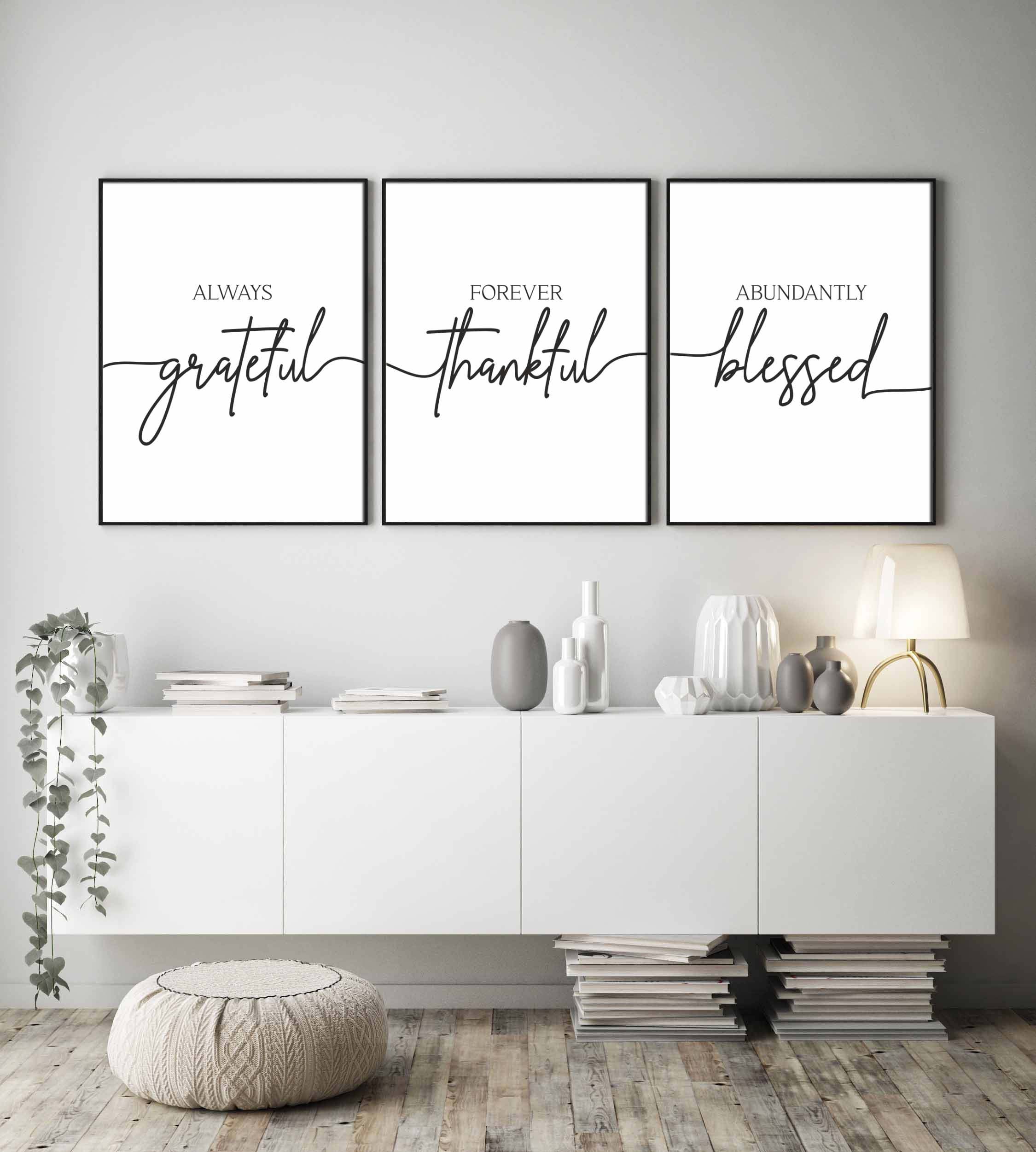 Grateful Thankful Blessed Printable Set of 3dining/living | Etsy