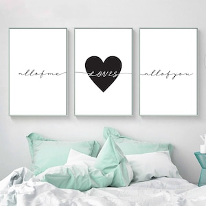 All Of Me Loves All of You Couple Bedroom Art Printable set of 3,Above Bed Signs,Above Console Table,Wedding/Anniversary Gift,Love Sign Art