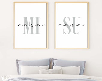 Mi Casa Su Casa Guest Room set of 2 printable,Bedroom Wall art,Be Our Guest,Housewarming gift,Air Bnb sign,Guest room wall art,Above Bed art