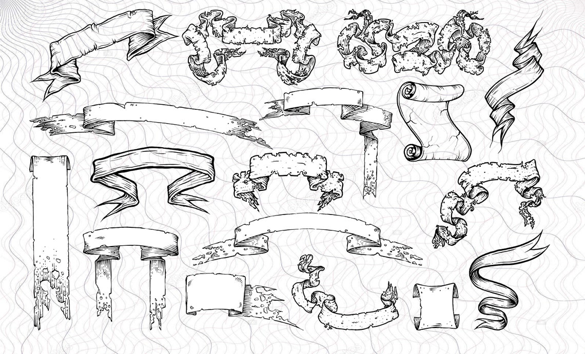 Tattered Scrolls SVG Bundle Clipart Tattered Scrolls Cut Etsy