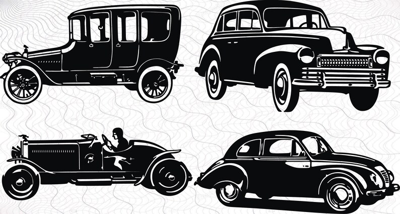 Download Old Cars Silhouettes SVG Bundle Clipart Old Cars Cut Files ...
