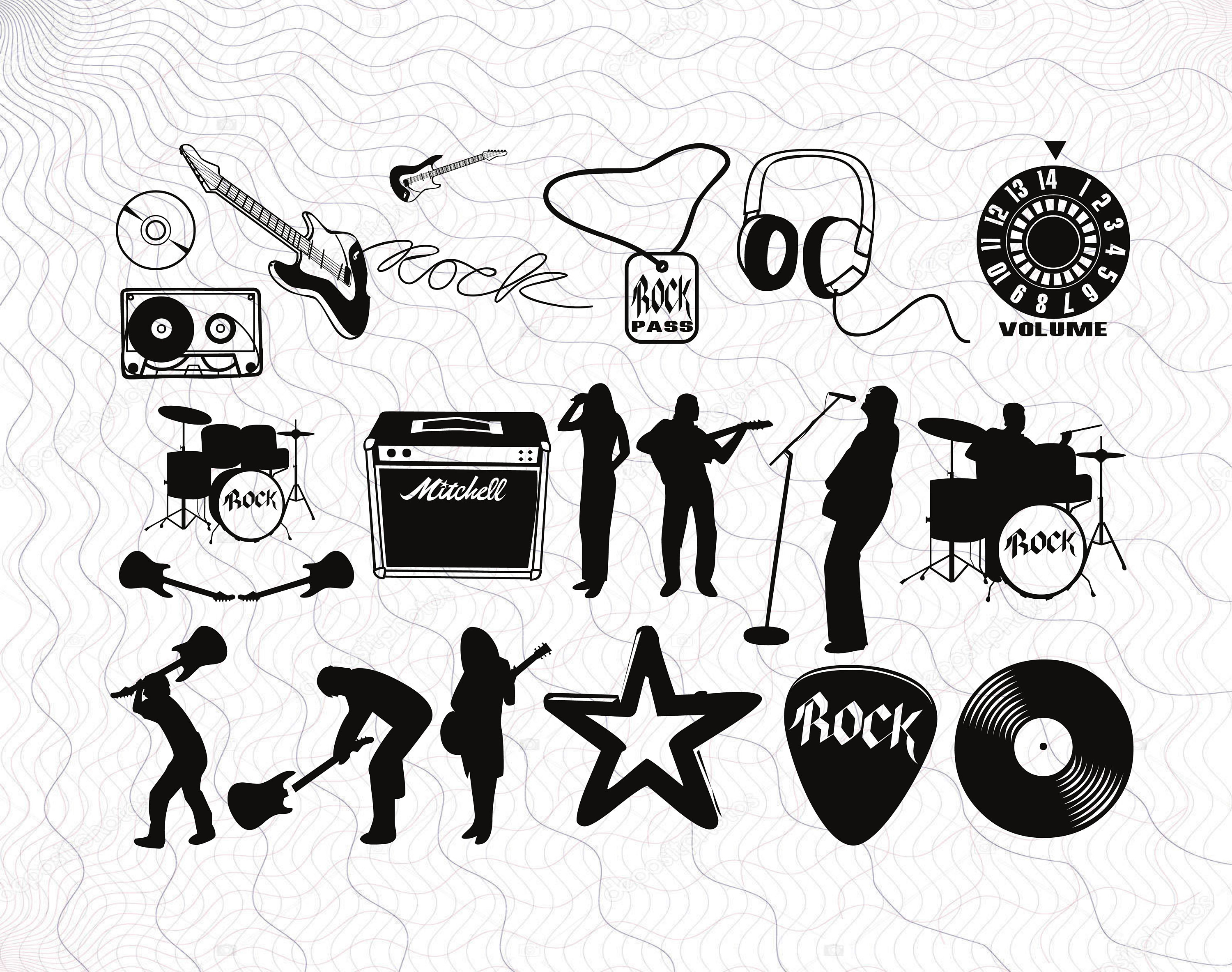 Rock SVG Bundle Clipart Rock Band Cut Files For Silhouette | Etsy