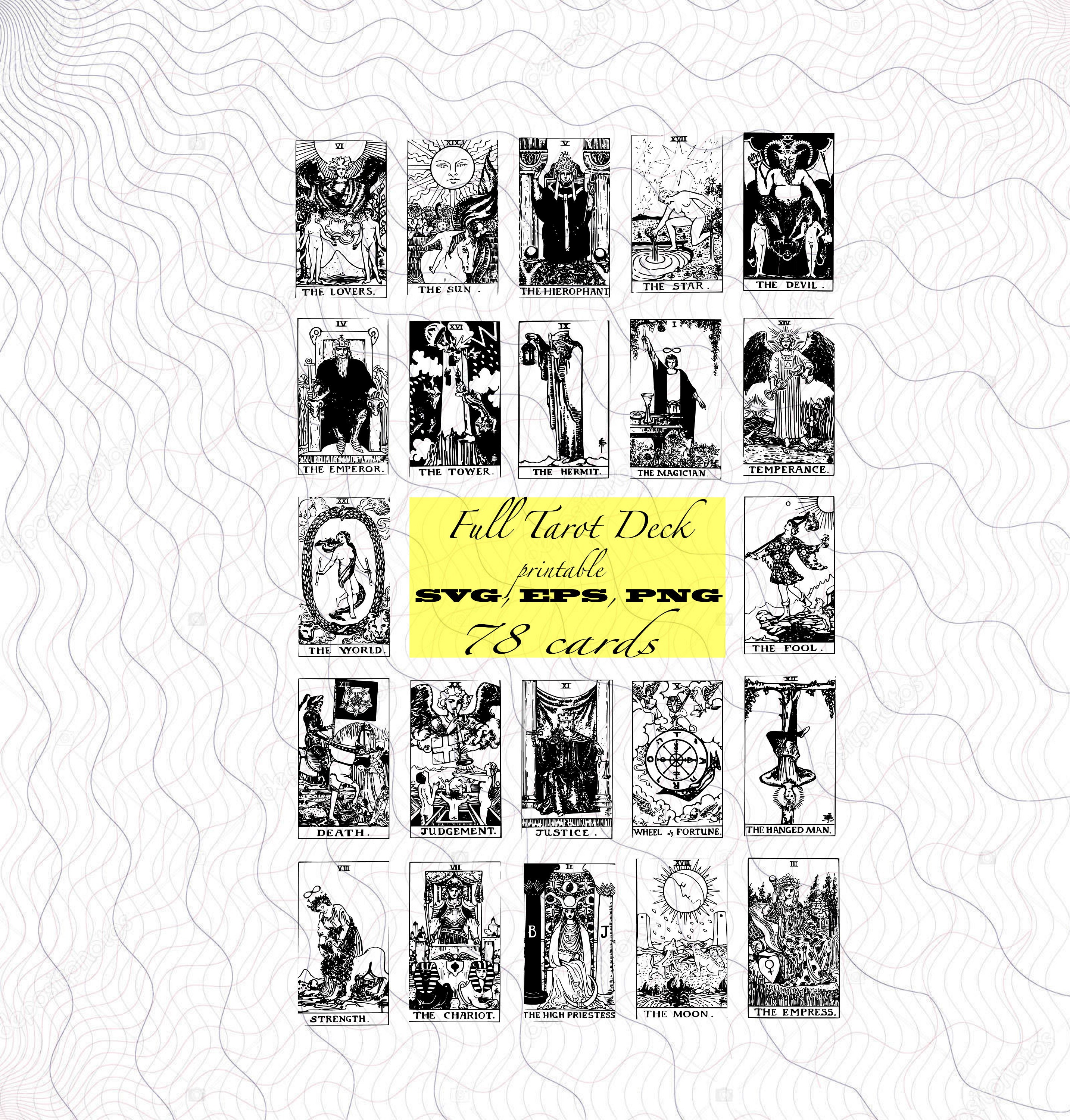 Tarot Cards SVG Bundle Tarot Deck Clipart Tarot Cards Etsy