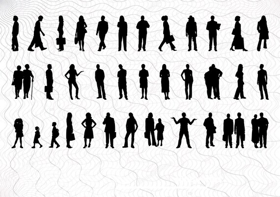 Download Human Silhouettes Svg Bundle Clipart People Silhouettes Cut Etsy