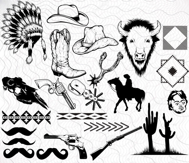 Download Clip Art Dxf Svg Png Western Cut Files For Silhouette Eps Western Svg Bundle Files For Cricut Western Vector Clipart Art Collectibles
