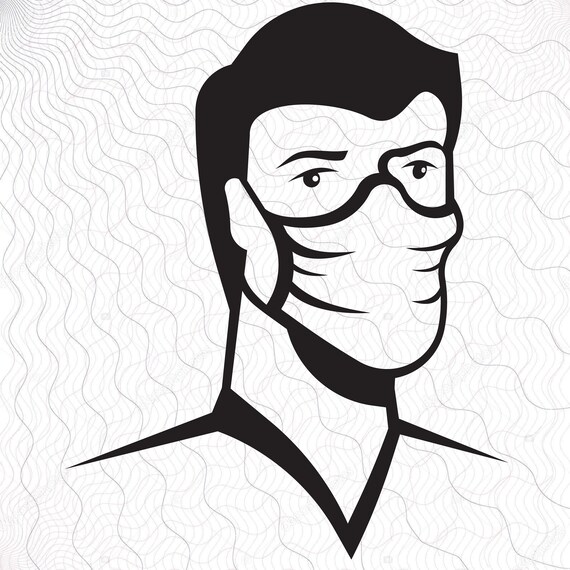 Download Man Wearing Face Mask Svg Clipart Man Face Mask Cut Files Etsy