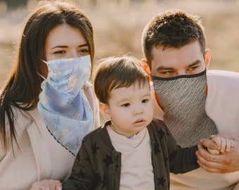BANDANA FACE SCARF - Chiffon Face Mask - Gaiter Scarf Mask - Ear Loop Bandana - Women Scarf Mask - Reusable Face Cover