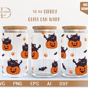 Cute Cat pumpkins svg Ghost 16 Oz Glass Can Warp SVG | Funny Haloween Svg | pumpkins | Nigth Party Halloween | Svg Digital download