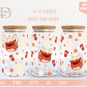 DoDoko Clover 16 Oz Glass Can Warp libbey | leaf Svg | Spark Knight | Beer Glass  Wrap | Ai Png Svg Dxf Digital Download  File for Cricut