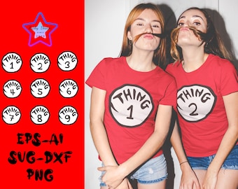 Thing 1 Thing 2 Svg, Thing Digital Download, Thing Number Svg, Thing One Thing Two Svg, Seuss svg, Thing SVG, File for Silhouette