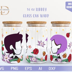 Cartone animato in formato svg 16 once di vetro può deformare libbey, Anime Svg, gioco in formato SVG, involucro di vetro di birra, file di download digitale Svg Dxf per Cricut