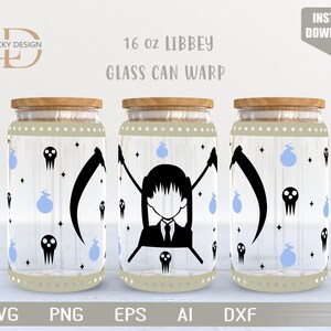 Personnage de dessin animé Canette en verre de 16 oz Warp Libbey | Anime SVG | Jeu SVG | Archonte | Enveloppement de verre à bière | Fichier de téléchargement numérique SVG Dxf pour Cricut