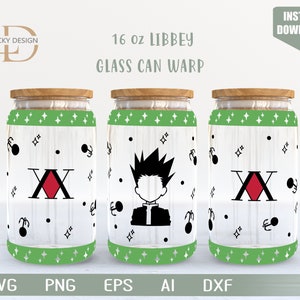 Personaggio anime 16 Oz Glass Can Warp libbey / Anime Svg /Gioco SVG / svg / Involucro bicchiere di birra / Svg Dxf File di download digitale per Cricut
