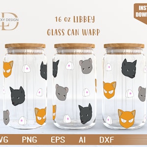 Svg animale / design lattina di vetro / 16 Oz lattina di vetro Warp libbey / Svg animale / SVG gioco / / Avvolgimento bicchiere di birra / File di download digitale per Cricut