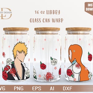 Cartoon Svg 16 Oz Glass Can Warp libbey / Anime Svg /Gioco SVG / Arconte / Involucro bicchiere di birra / Svg Dxf Download digitale