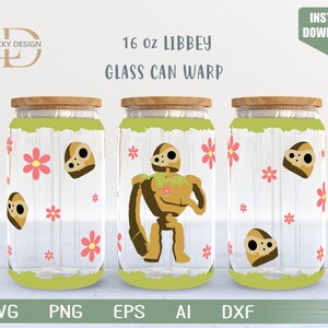 Personaggio dei cartoni animati 16 Oz Glass Can Warp libbey / Anime Svg /Gioco SVG / Archon / Beer Glass Wrap / Svg Dxf File di download digitale per Cricut