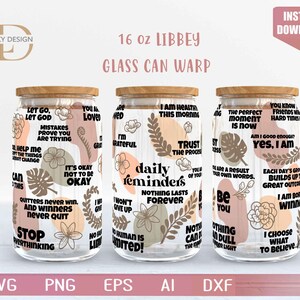 Vulgar Svg Rappels quotidiens 16 oz Libbey Glass Can Wrap | Citations de motivation | SVG inspirant | Conception de sublimation Fleurs Dessins abstraits
