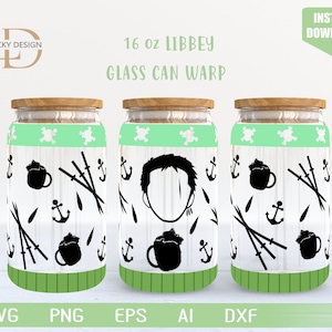 Anime Zeichen | Pirate Manga 3 16 Oz Glasdose Warp | Räuber | Japanische Cartoon SVG |Bierglas Wrap |Svg Ai Digital Download Datei für Cricut