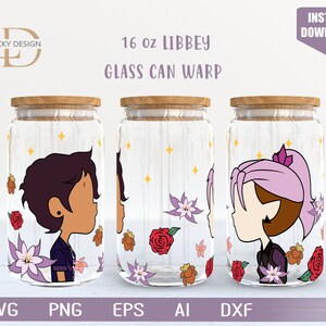 Cartoon character Svg 16 Oz Glass Can Warp libbey | Anime Svg |Game SVG | Beer Glass  Wrap | Svg Dxf Digital Download  File for Cricut