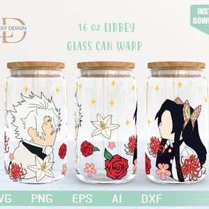Anime Svg / Demon Manga 7 16 Oz Glass Can Warp libbey / Cartoon giapponese SVG / Beer Glass Wrap / Svg Dxf File di download digitale per Cricut
