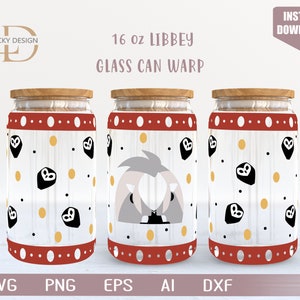 Personaggio dei cartoni animati 16 Oz Glass Can Warp libbey / Anime Svg /Gioco SVG / Arconte / Involucro bicchiere di birra / Svg Dxf File di download digitale per Cricut