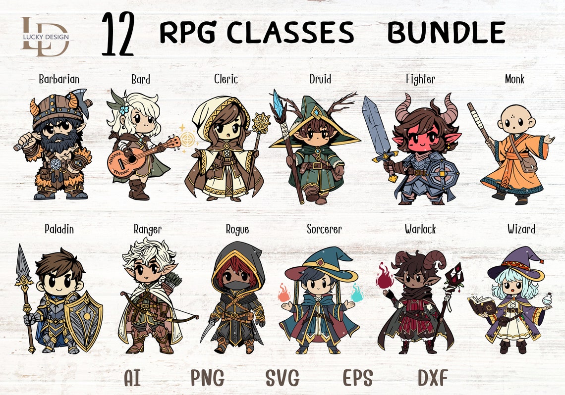 Dnd 12 RPG Classes Bundle Svg | Snowman Svg | DND Classes Svg | RPG ...
