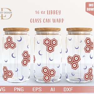 Luna SVG 16 Oz Glass Can Warp libbey / foglia Svg / Anemoboys SVG / Beer Glass Wrap / Ai Png Svg Dxf File di download digitale per Cricut