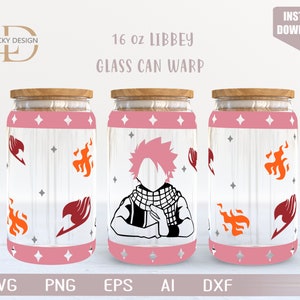 Cartoon 16 oz en verre déformé libbey | Anime SVG | Jeu SVG | Archonte | Emballage de verre à bière | Fichier de téléchargement numérique Svg Dxf pour Cricut