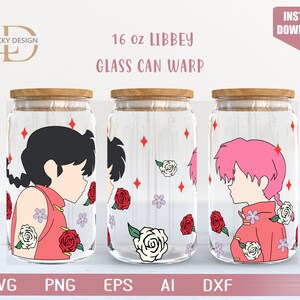 Anime Svg / magia F 16 Oz Glass Can Warp libbey / Cartoon giapponese SVG / Beer Glass Wrap / Svg Dxf File di download digitale per Cricut