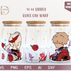 Anime Svg / Personaggio dei cartoni animati 16 Oz Glass Can Warp libbey / Gioco SVG / Archon / Beer Glass Wrap / Svg Dxf Digital Download File per Cricut