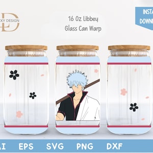 Personaggio dei cartoni animati, lattina di vetro da 16 once, Warp libbey / Anime SVG / Gioco SVG / Archon / Avvolgimento per bicchiere di birra / File di download digitale SVG DXF per Cricut