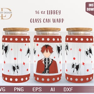 Anime Svg / magia F 16 Oz Glass Can Warp libbey / Cartoon giapponese SVG / Beer Glass Wrap / Svg Dxf File di download digitale per Cricut