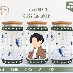 Svg animé | Manga de 16 oz, boîte en verre déformée libbey | Dessin animé japonais SVG | Emballage de verre à bière | Fichier de téléchargement numérique Svg Dxf pour Cricut
