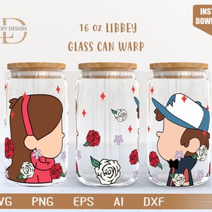 Cartoon svg character 16 Oz Glass Can Warp libbey | Anime Svg |Game SVG | Beer Glass  Wrap | Svg Dxf Digital Download  File for Cricut