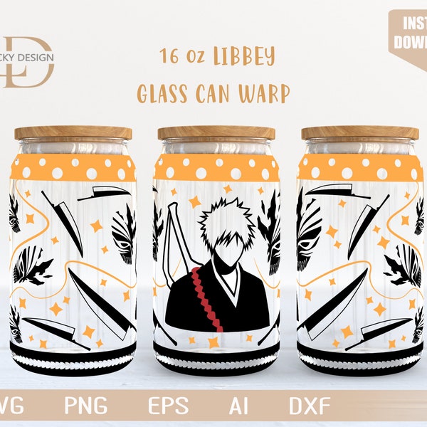 Anime Manga 16 Oz Glass Can Warp libbey | Anime Svg | Japanese Cartoon SVG | Beer Glass  Wrap | Svg Dxf Digital Download | File for Cricut